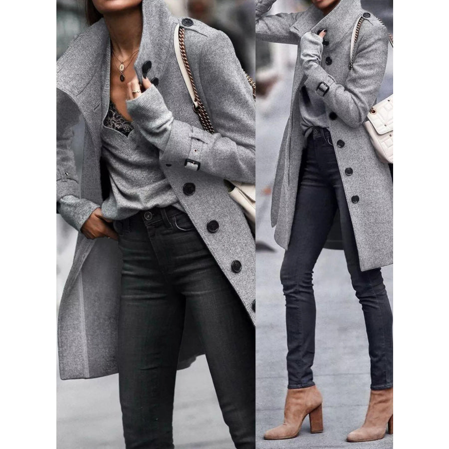Button-Down Longline Coat with Belt Apparel and Accessories