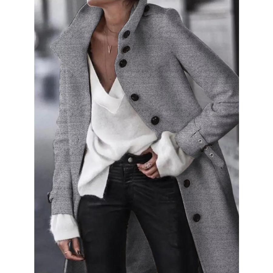 Button-Down Longline Coat with Belt Apparel and Accessories