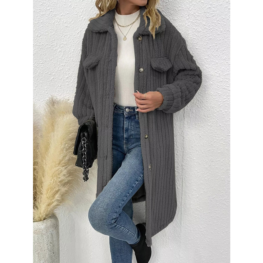 Button-Down Longline Outerwear Apparel and Accessories