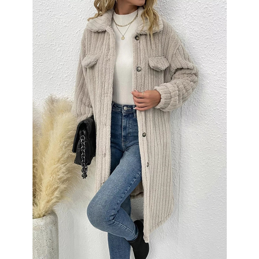 Button-Down Longline Outerwear Apparel and Accessories