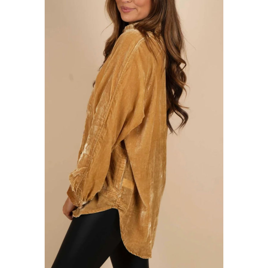 Button Down Loose Fit Velvet Shirt Apparel and Accessories