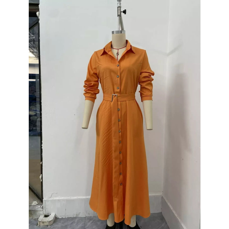 Button-Down Midi Shirt Dress with Pockets Apparel and Accessories