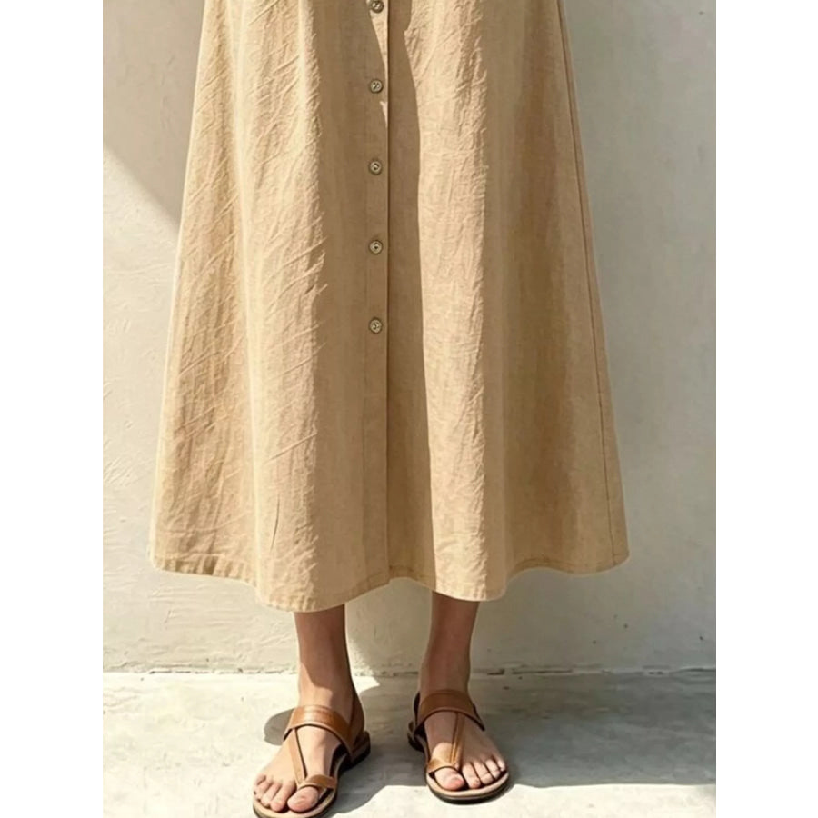 Button-Down Midi Shirt Dress with Pockets Apparel and Accessories