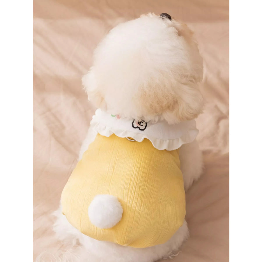 Button-Down Pet Jumpsuit with Ruffle Collar Rock Yellow / XS Apparel and Accessories