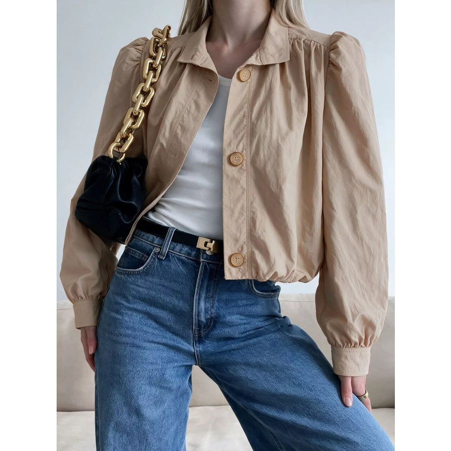 Button-Down Puff-Sleeve Jacket Apparel and Accessories