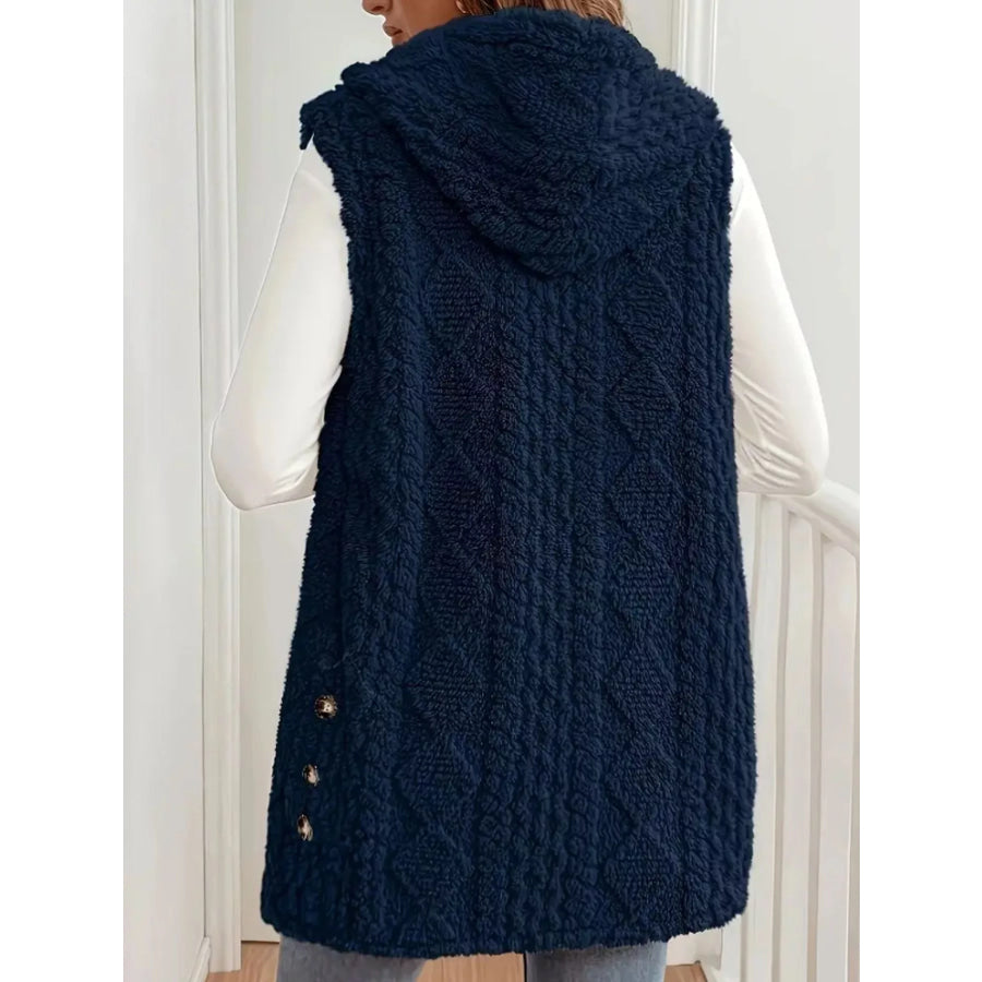 Button-Down Sherpa Hooded Vest Coat Apparel and Accessories