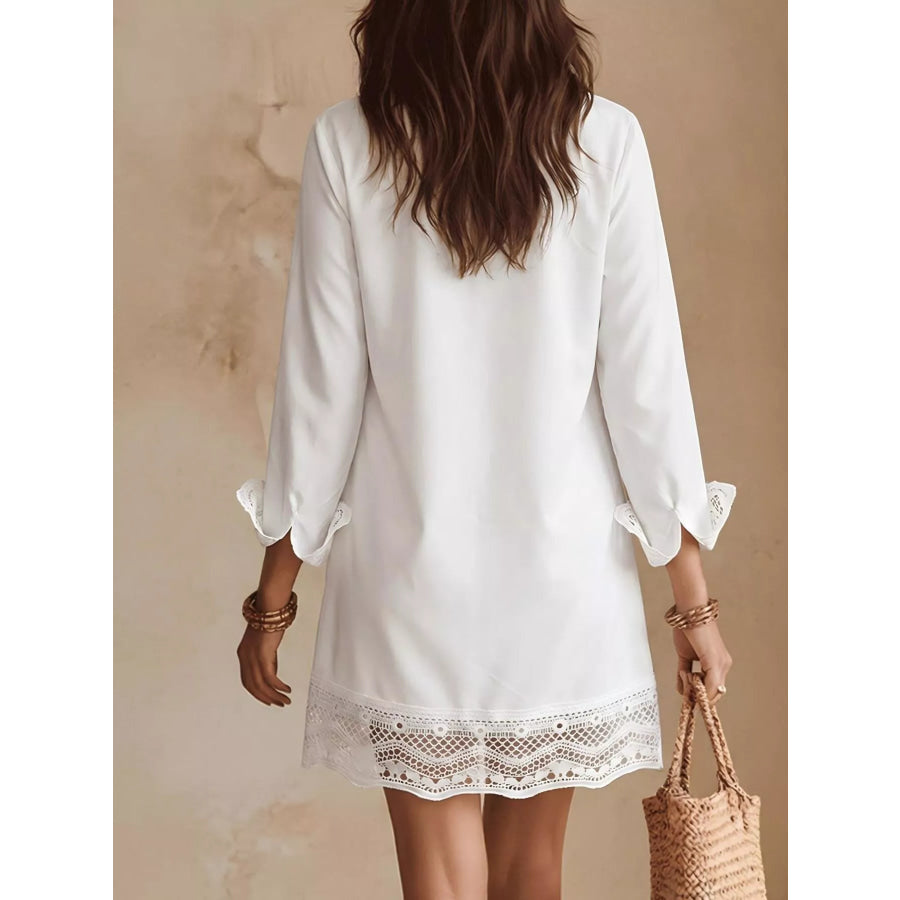 Button-Down Shirt Dress with Lace Trim Apparel and Accessories