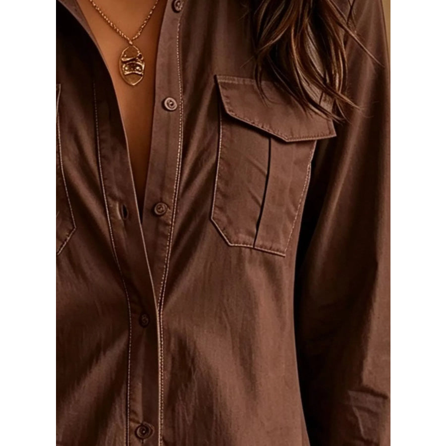 Button-Down Shirt Dress with Lace Trim Apparel and Accessories