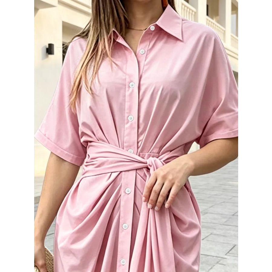 Button-Down Shirt Dress with Waist-Tie Detail Apparel and Accessories