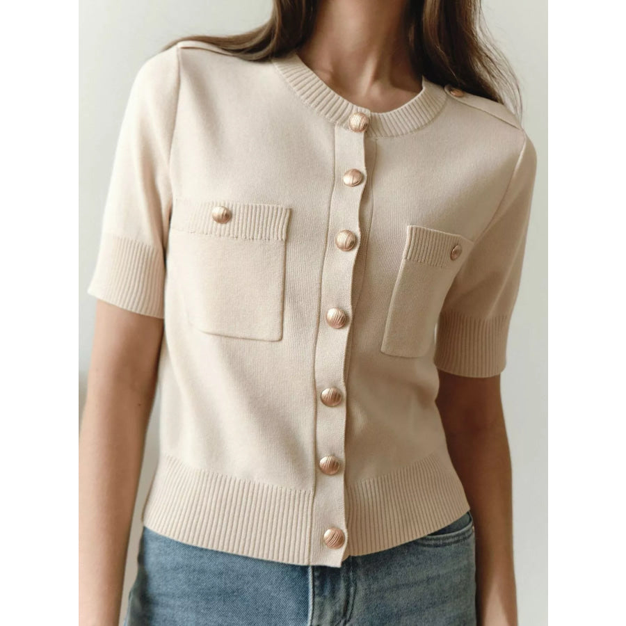 Button-Down Short Sleeve Cardigan Apparel and Accessories