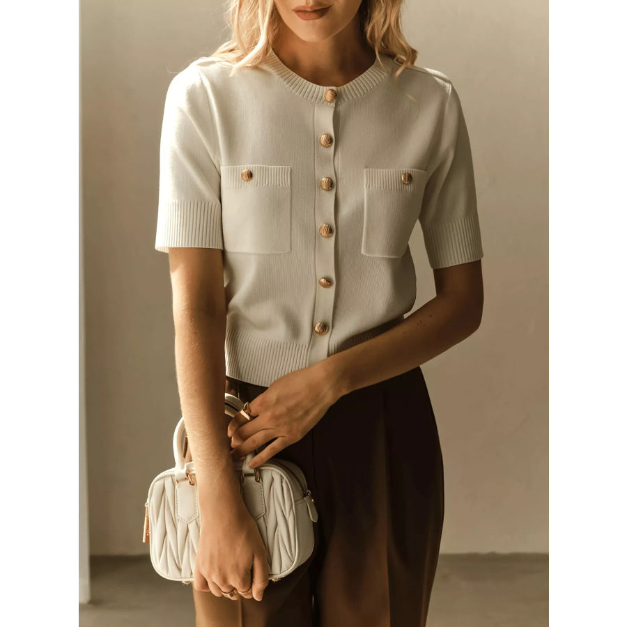 Button-Down Short Sleeve Cardigan Apparel and Accessories
