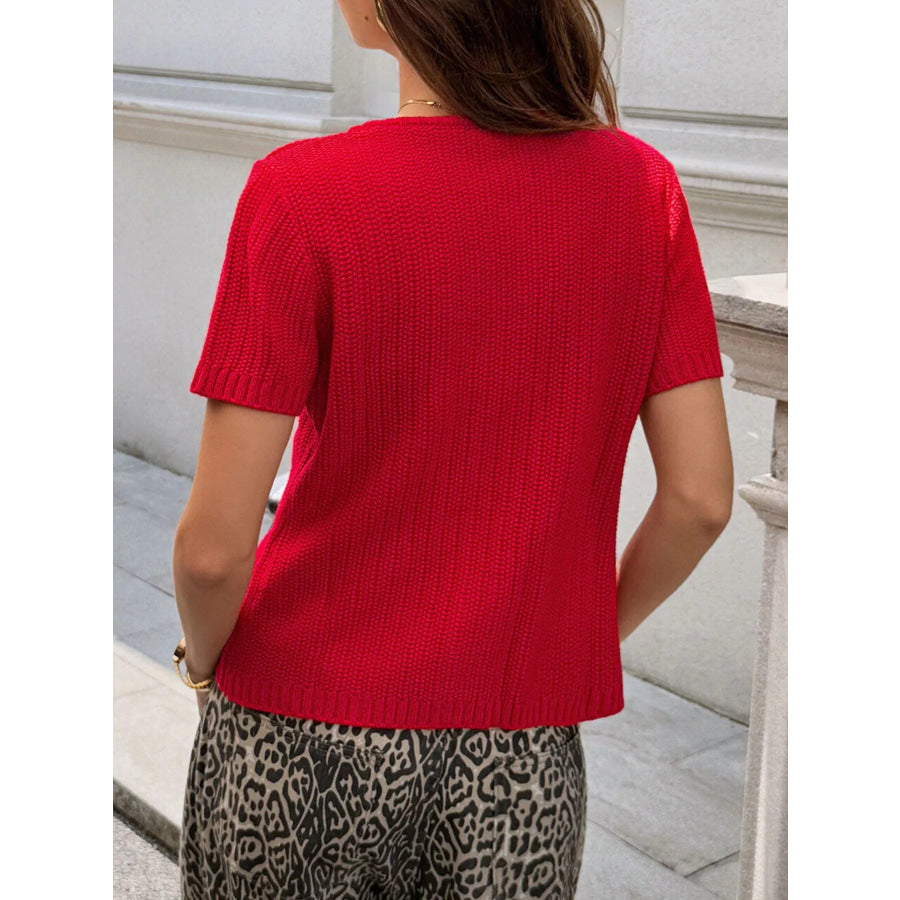 Button Down Short Sleeve Cardigan Apparel and Accessories