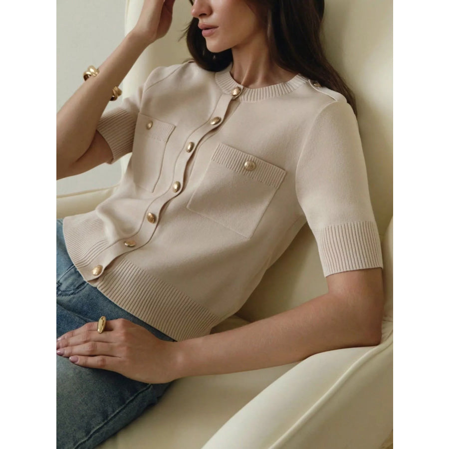 Button-Down Short Sleeve Cardigan Apparel and Accessories