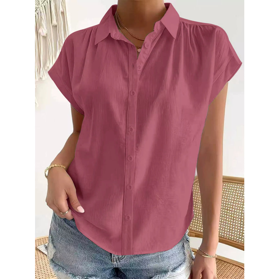 Button-Down Short Sleeve Shirt Pink / S Apparel and Accessories