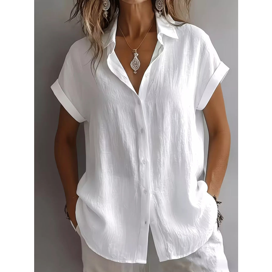 Button-Down Short Sleeve Shirt White / S Apparel and Accessories