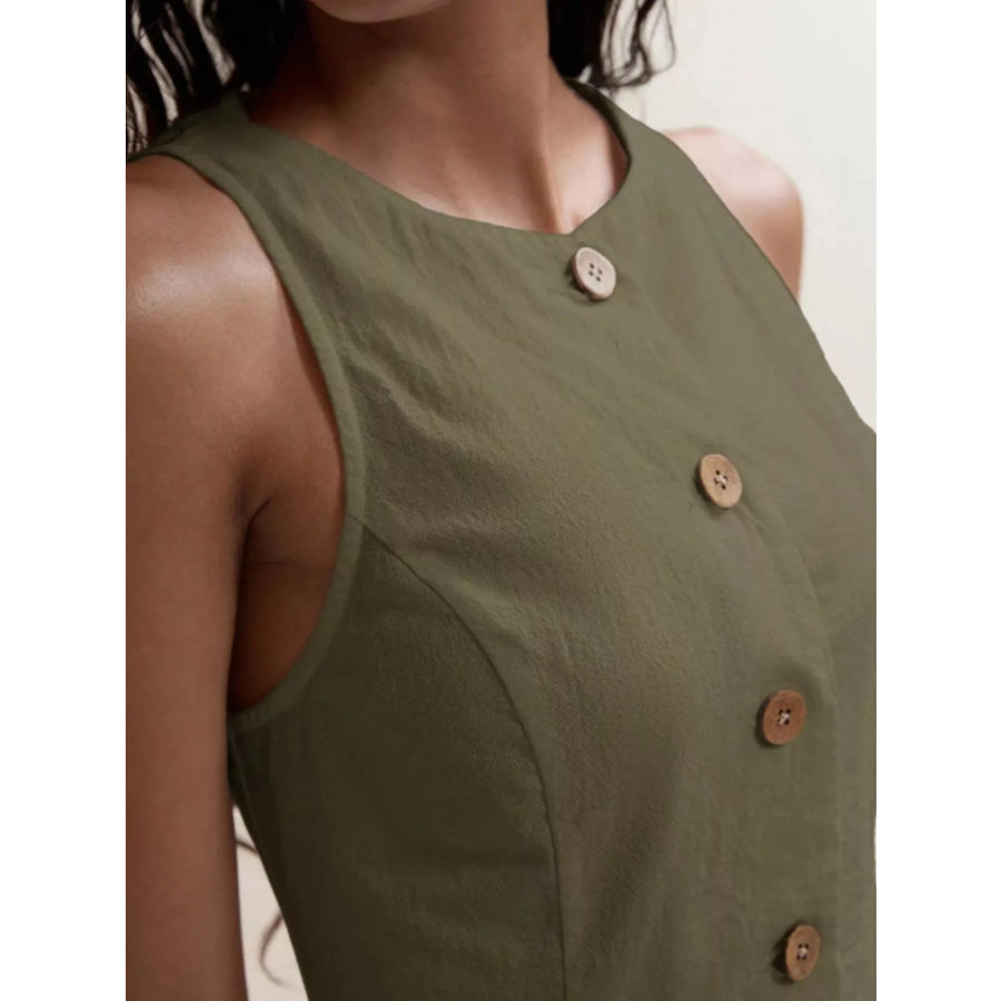 Button-Down Sleeveless Top and Shorts Set Apparel and Accessories