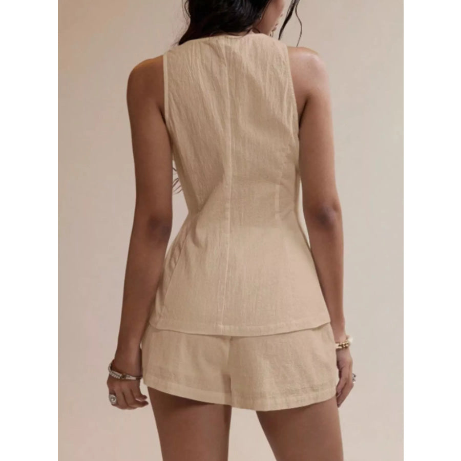 Button-Down Sleeveless Top and Shorts Set Apparel and Accessories