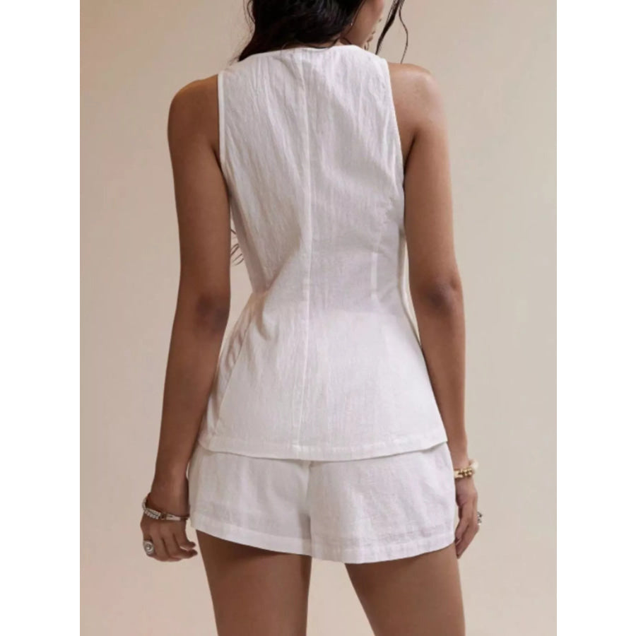 Button-Down Sleeveless Top and Shorts Set Apparel and Accessories