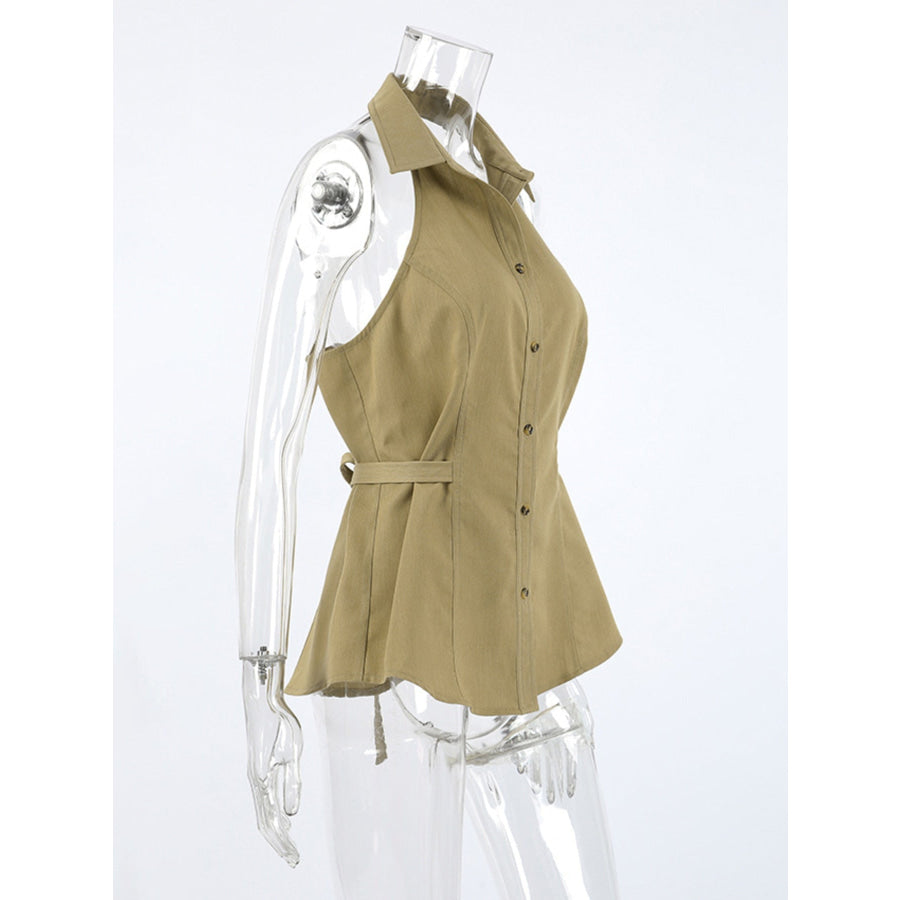 Button-Down Sleeveless Top Apparel and Accessories