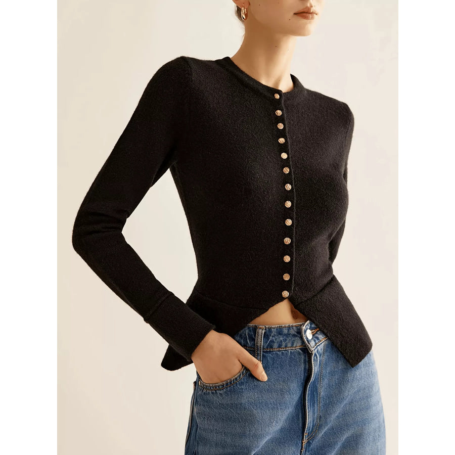 Button-Down Slim Fit Cardigan Black / S Apparel and Accessories