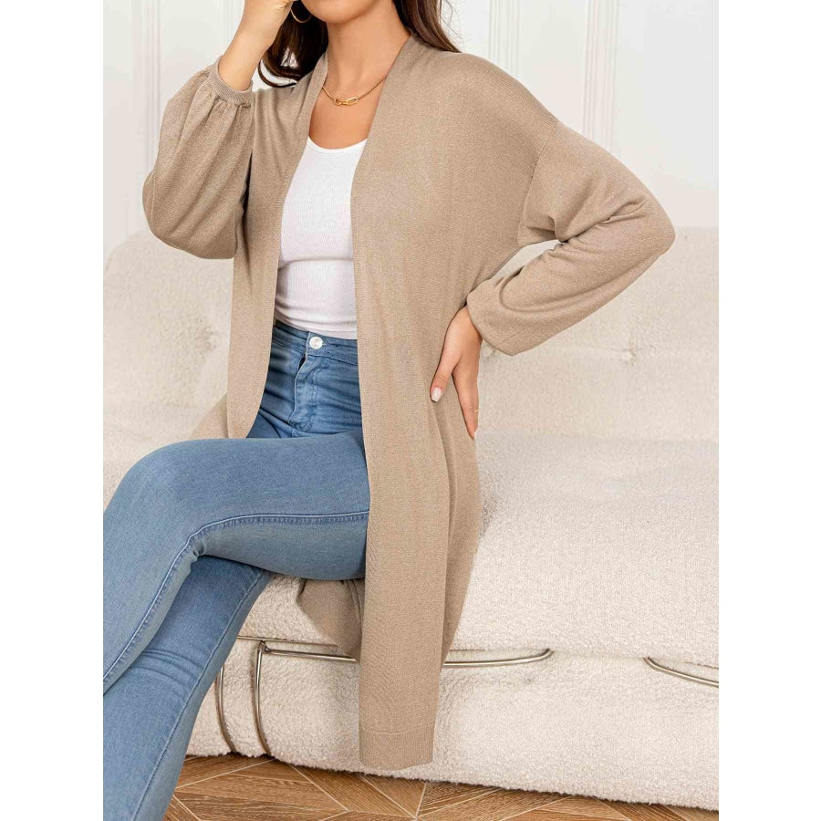 Button Down Slit Longline Cardigan