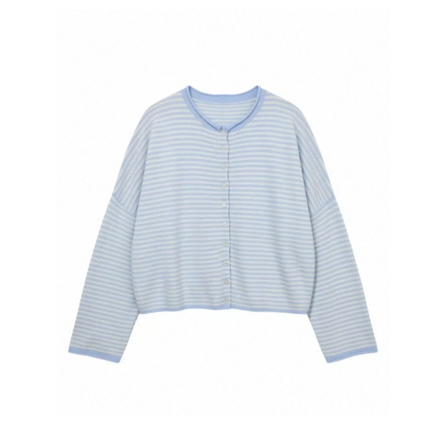 Button-Down Striped Knit Cardigan Apparel and Accessories