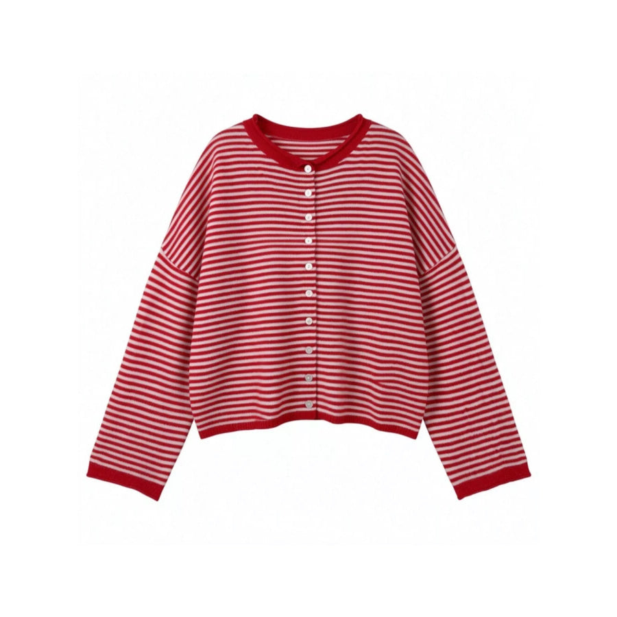Button-Down Striped Knit Cardigan Apparel and Accessories
