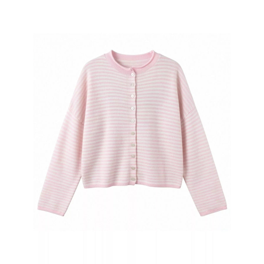 Button-Down Striped Knit Cardigan Apparel and Accessories