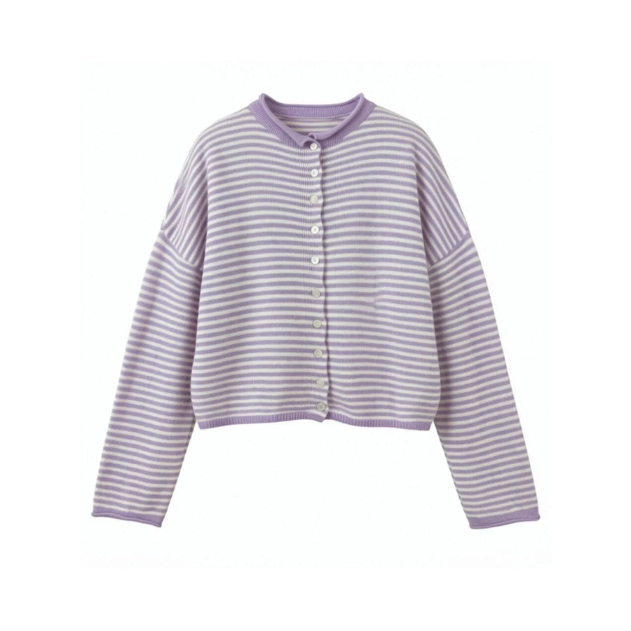 Button-Down Striped Knit Cardigan Apparel and Accessories