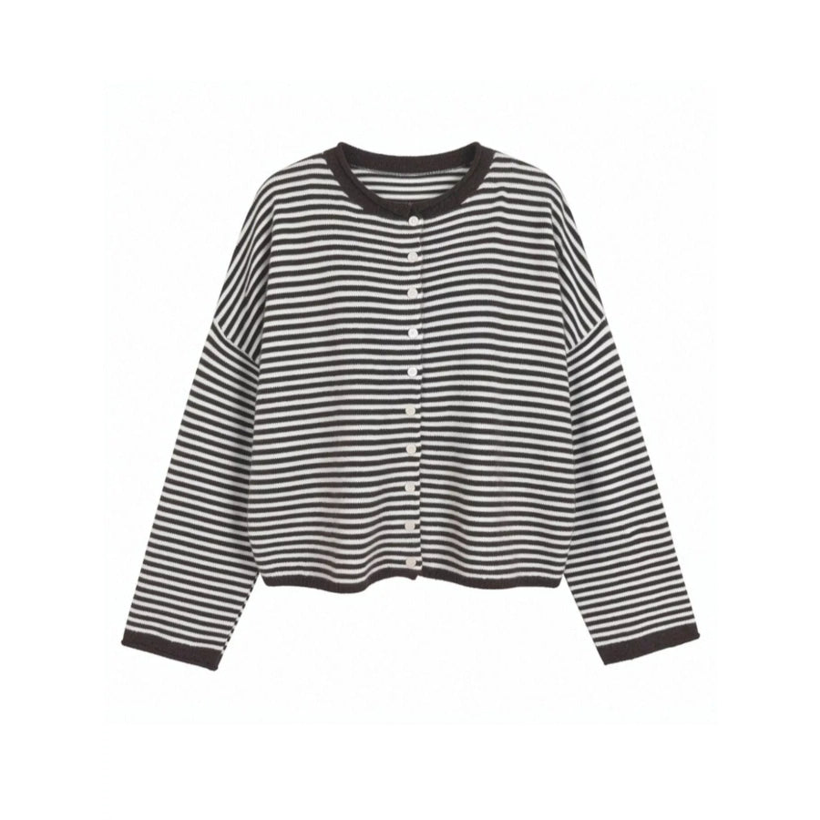 Button-Down Striped Knit Cardigan Apparel and Accessories