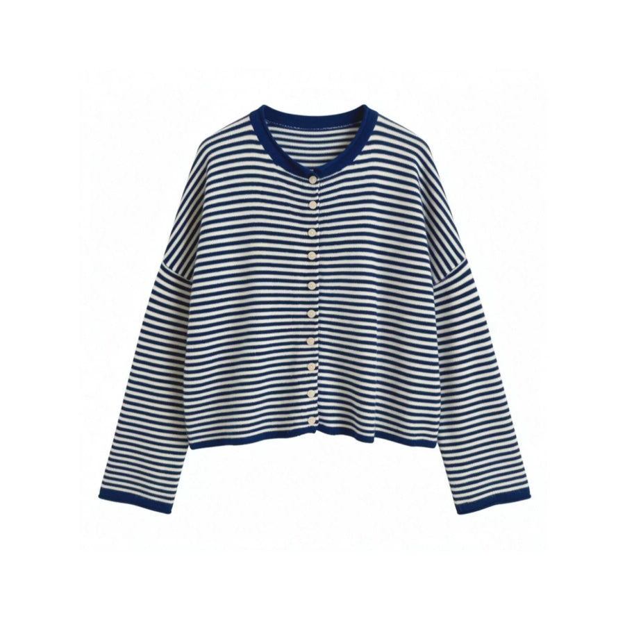 Button-Down Striped Knit Cardigan Apparel and Accessories