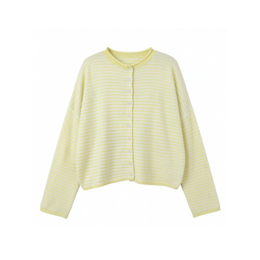 Button-Down Striped Knit Cardigan Apparel and Accessories