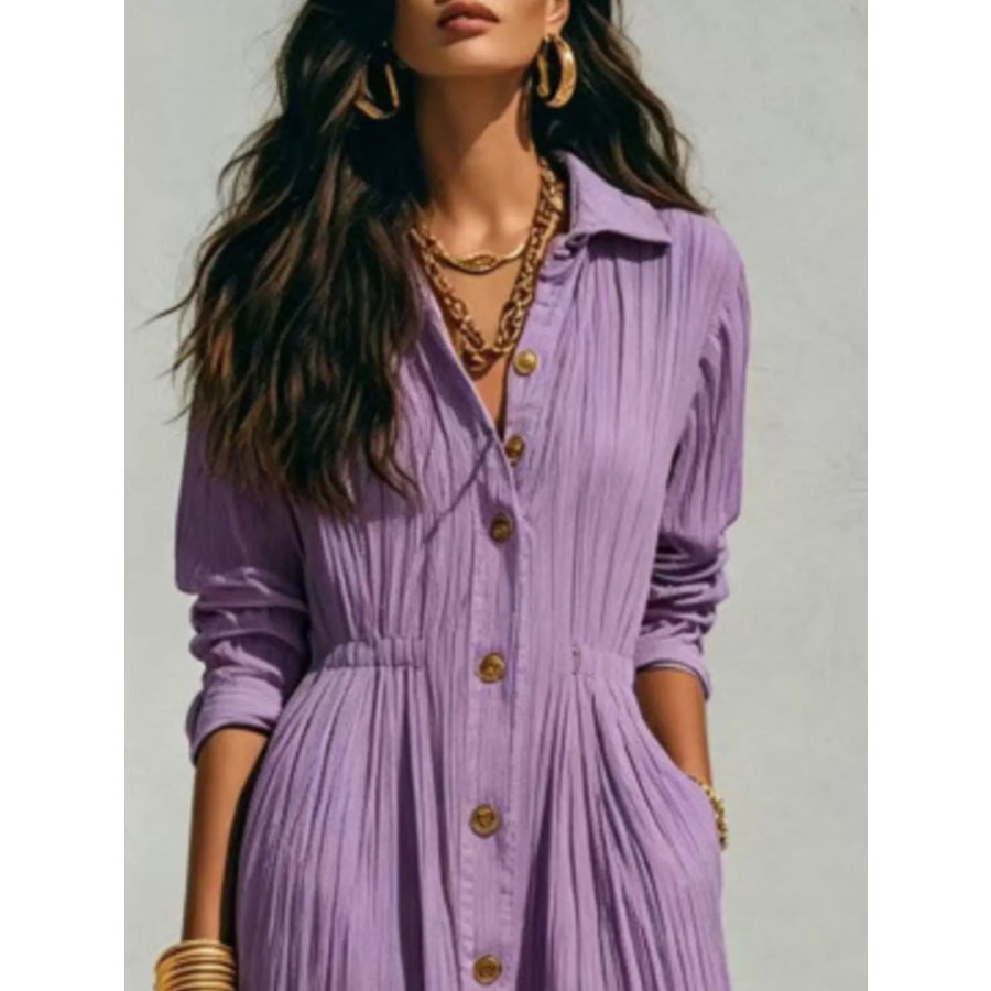 Button-Down Textured Maxi Shirt Dress Apparel and Accessories