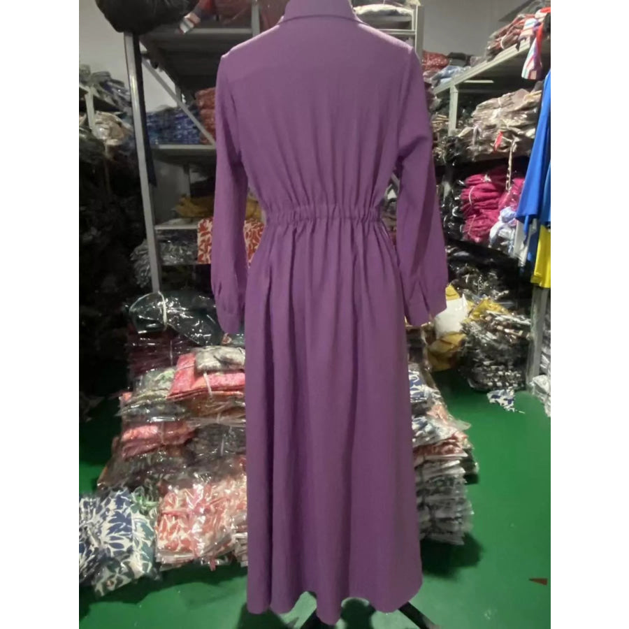 Button-Down Textured Maxi Shirt Dress Apparel and Accessories