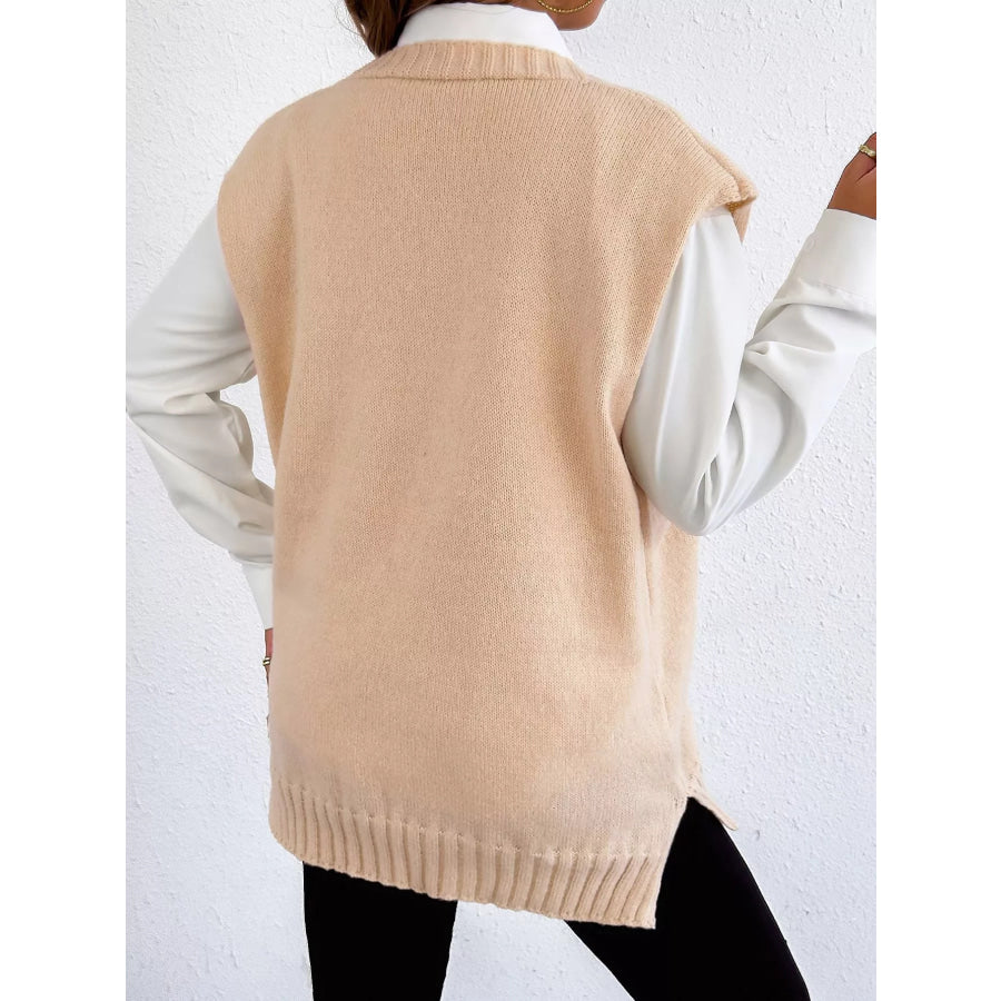 Button-Down Button Up Sweater Vest Apparel and Accessories