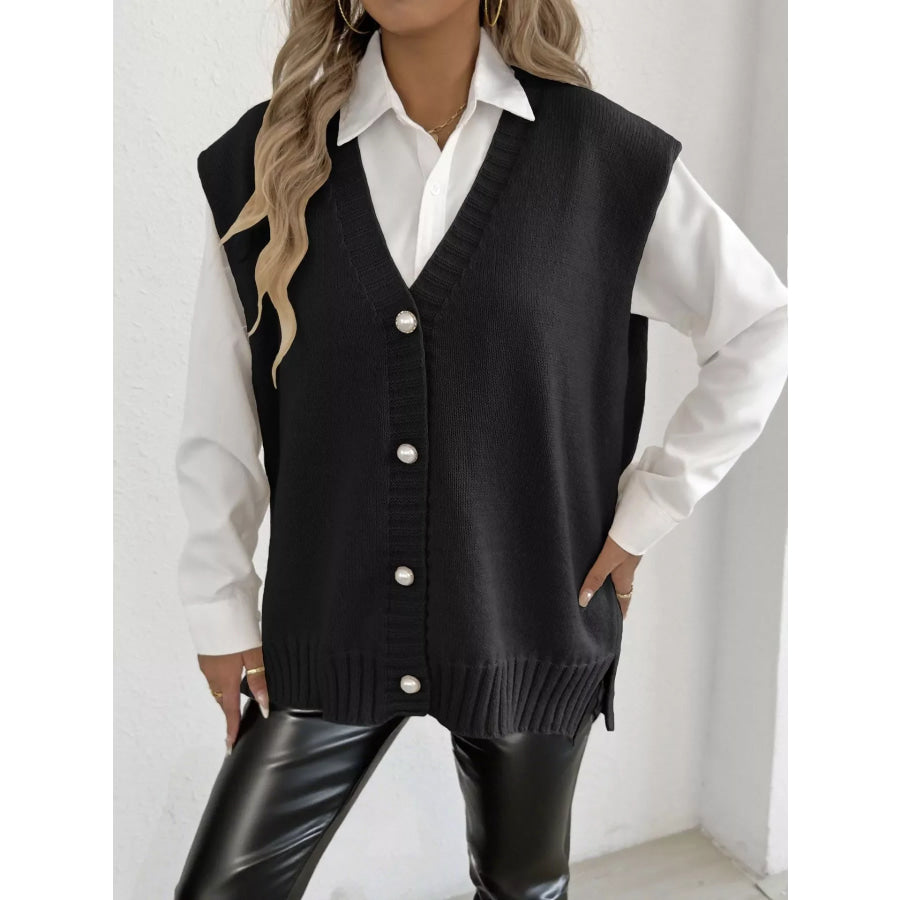Button-Down Button Up Sweater Vest Apparel and Accessories