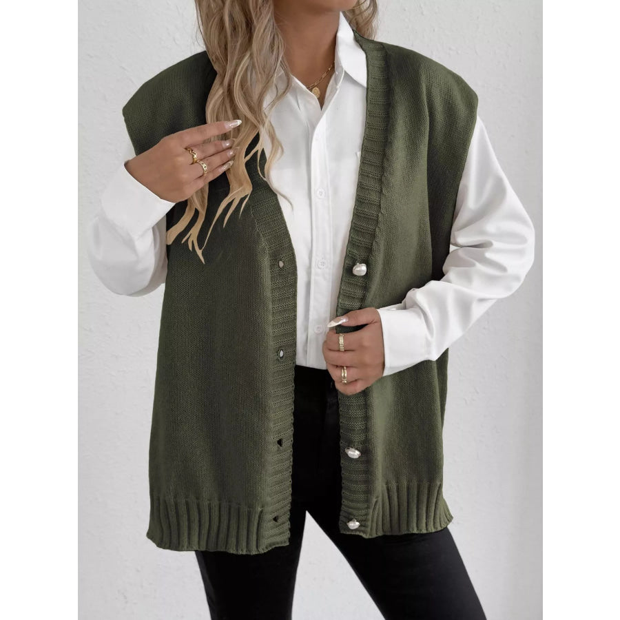 Button-Down Button Up Sweater Vest Apparel and Accessories