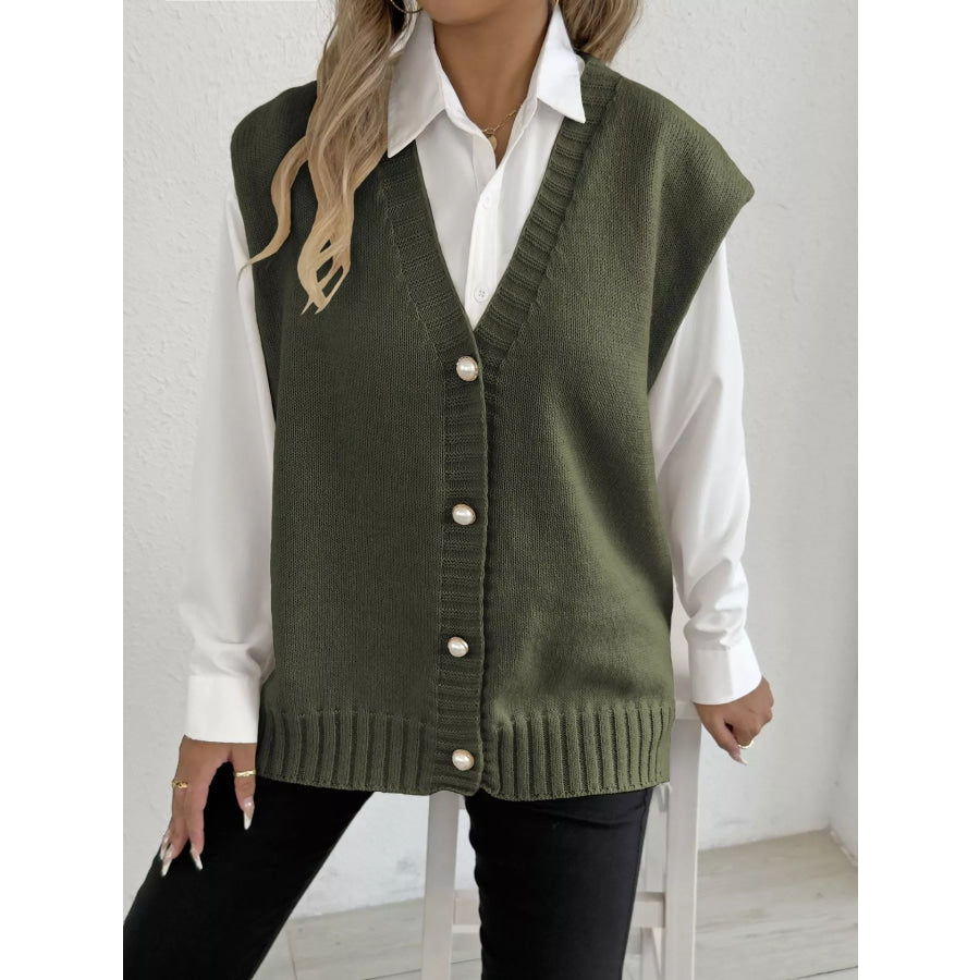Button-Down Button Up Sweater Vest Apparel and Accessories