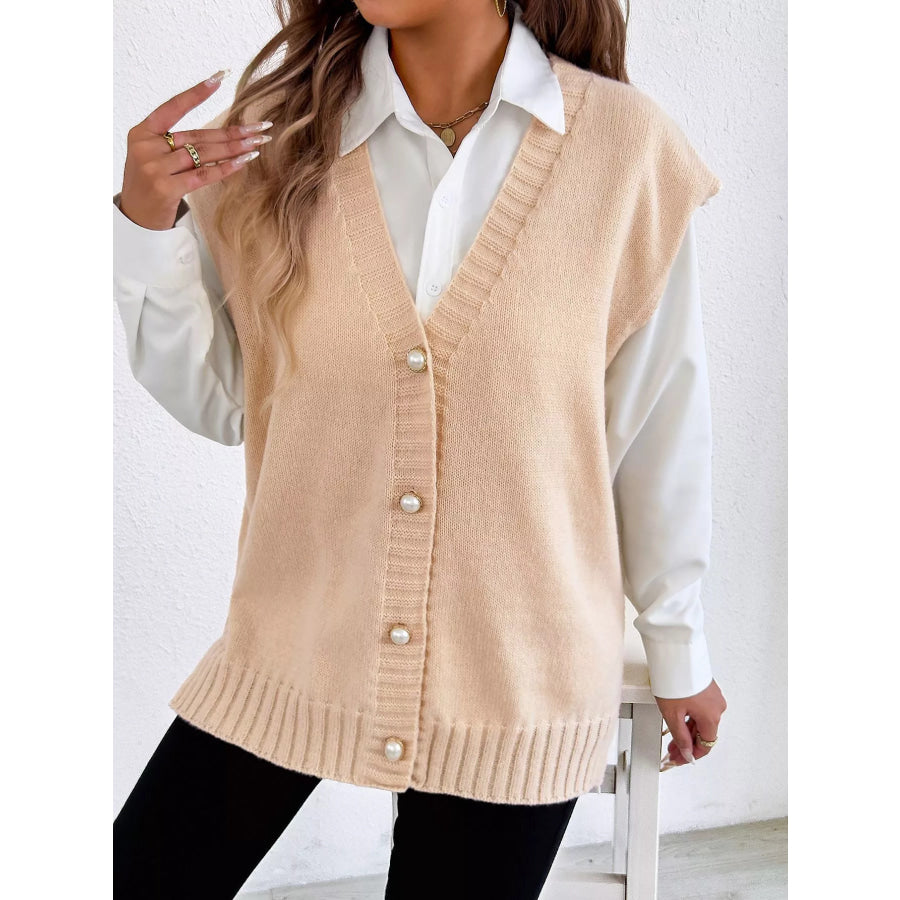 Button-Down Button Up Sweater Vest Apparel and Accessories