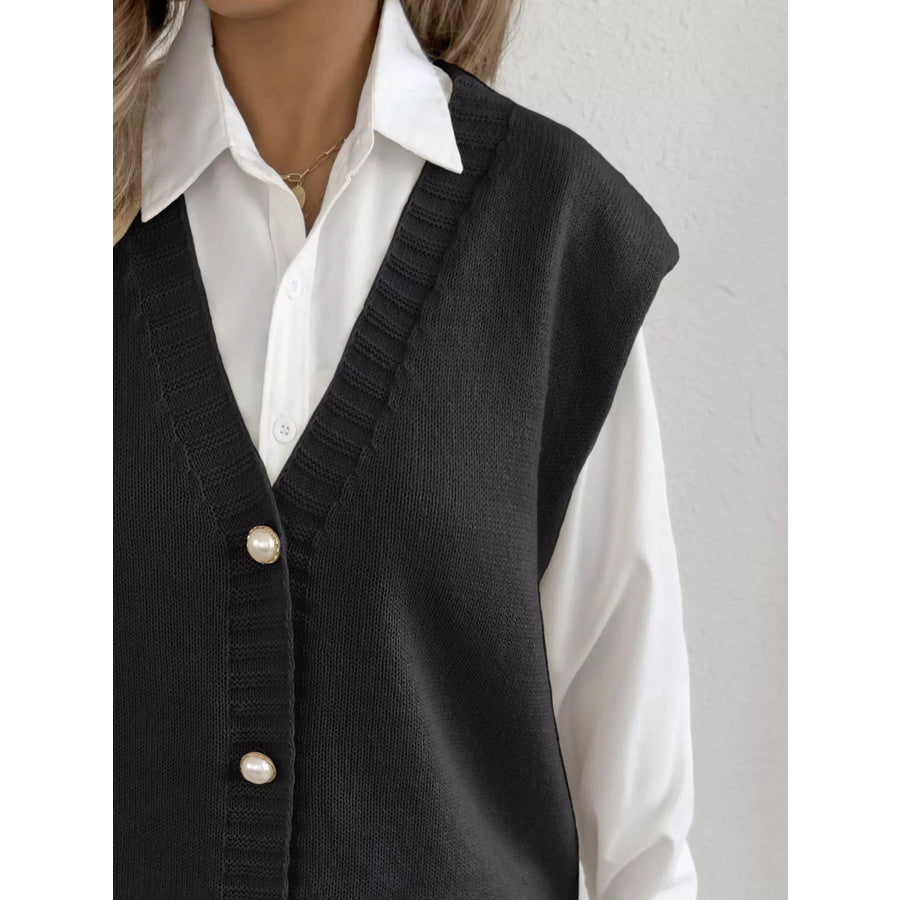 Button-Down Button Up Sweater Vest Apparel and Accessories