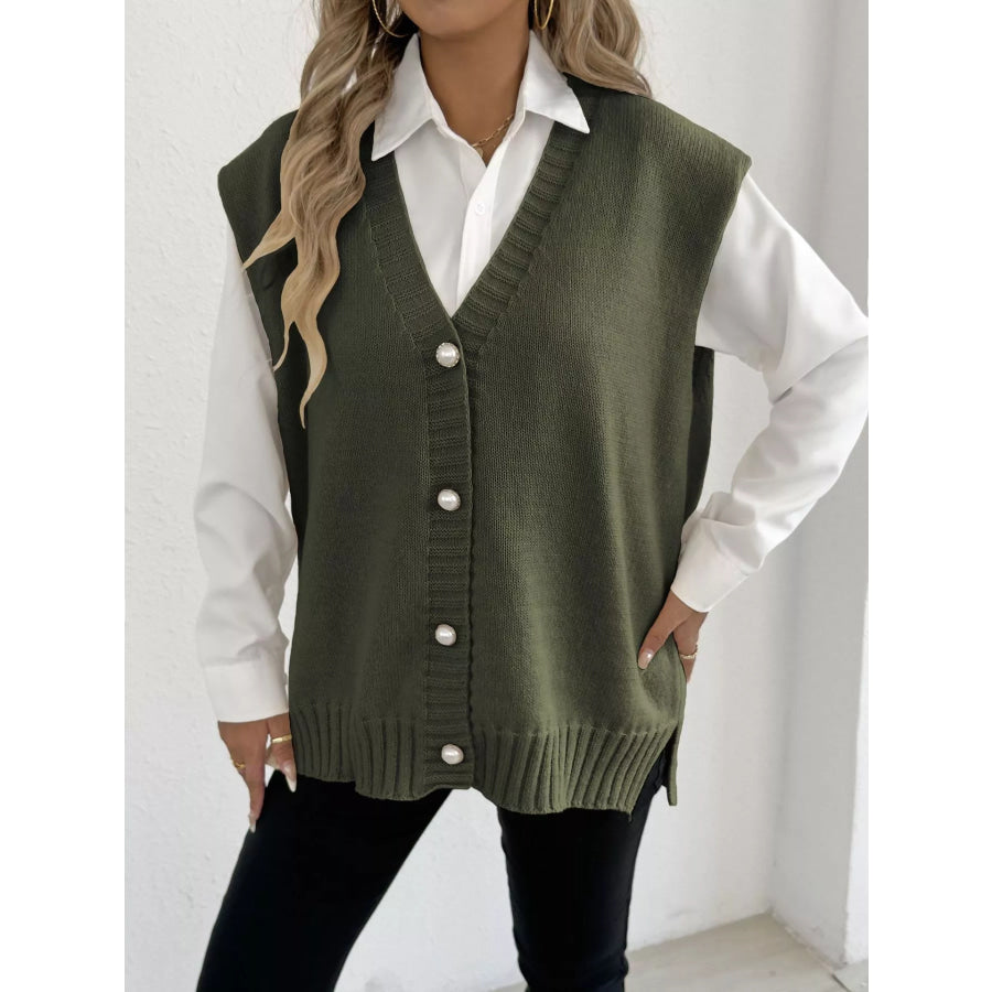 Button-Down Button Up Sweater Vest Apparel and Accessories