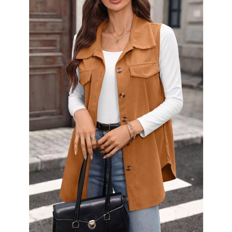 Button-Down Utility Vest Coat Apparel and Accessories