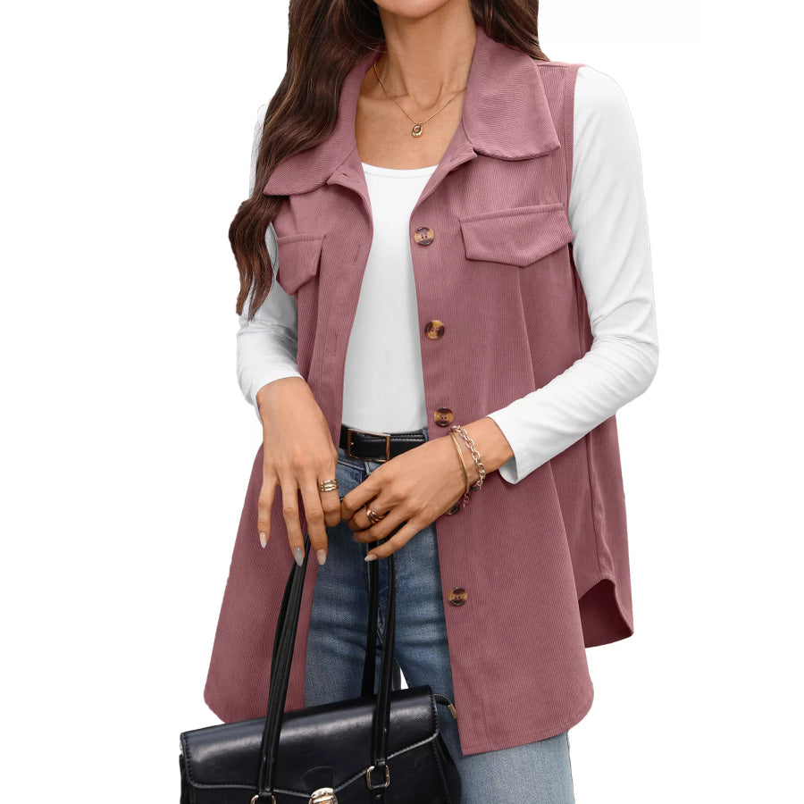 Button-Down Utility Vest Coat Dusty Pink / S Apparel and Accessories
