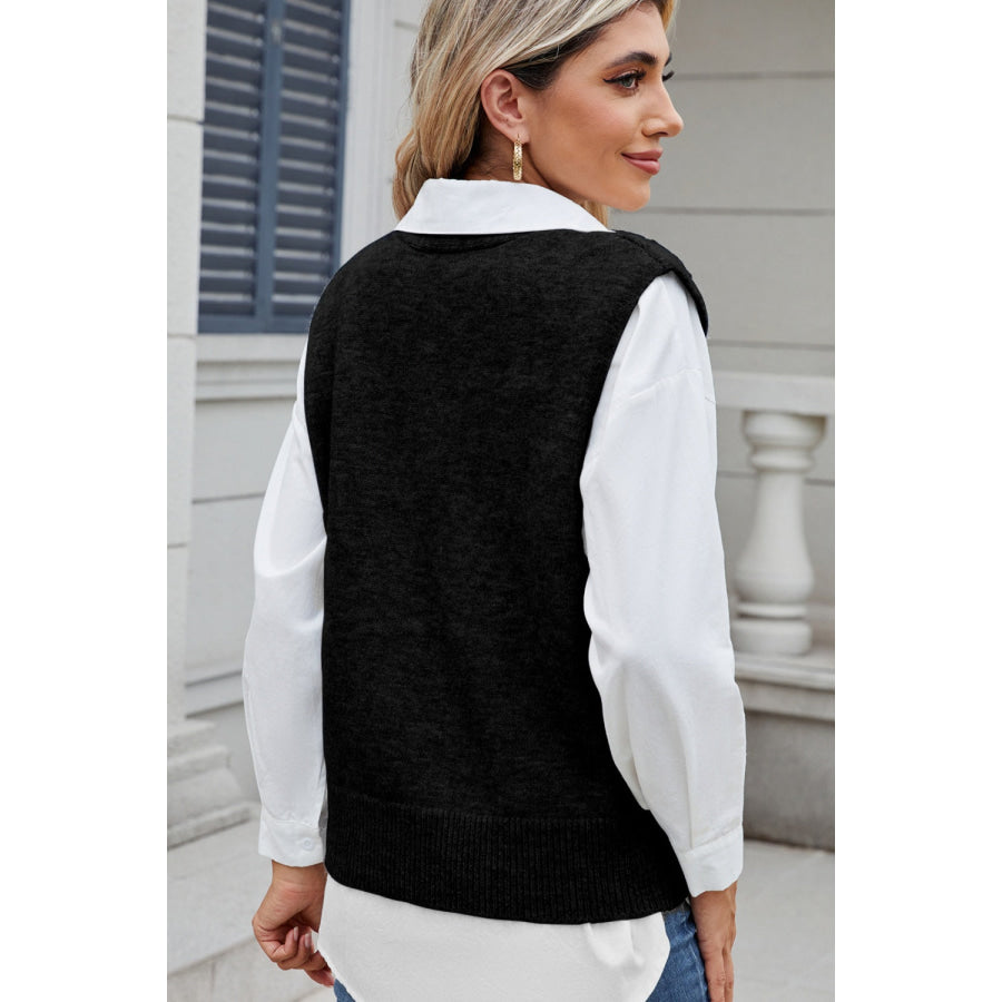 Button Down V-Neck Sweater Vest Apparel and Accessories