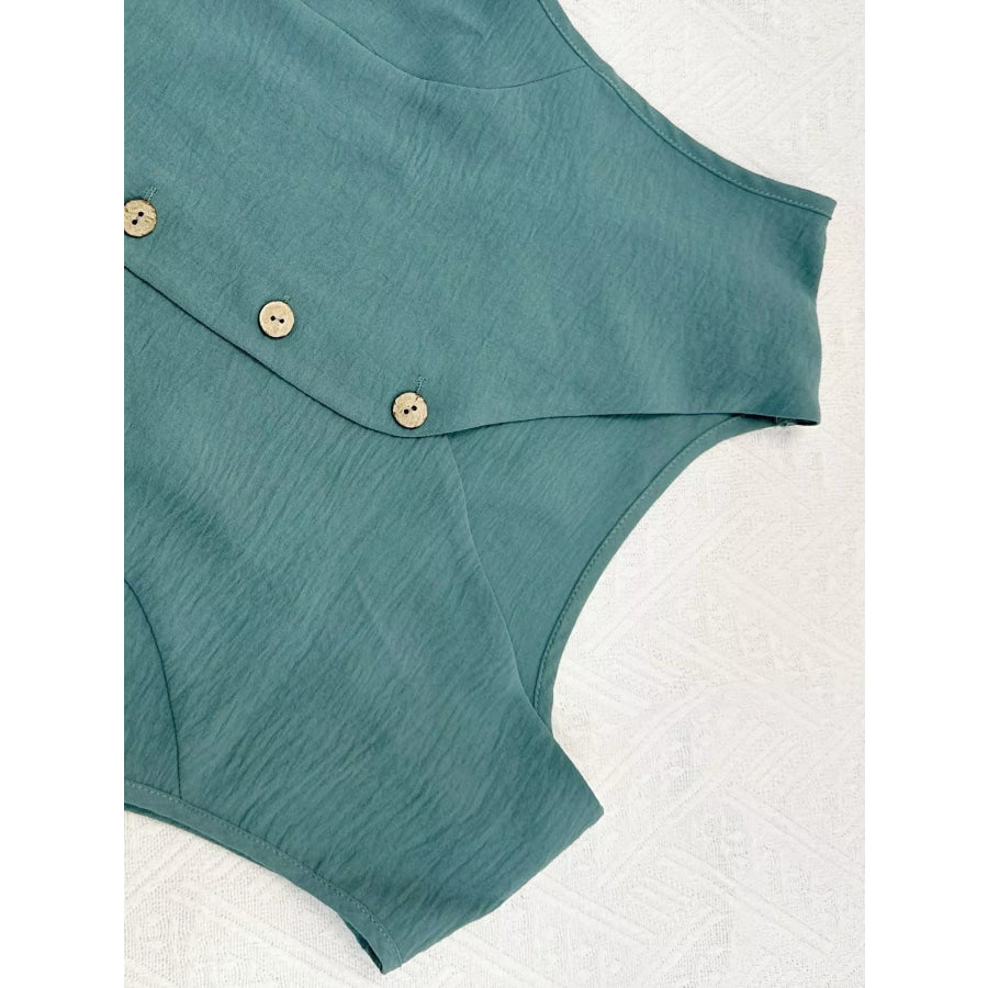 Button-Down Vest & Wide Leg Pants Set Apparel and Accessories