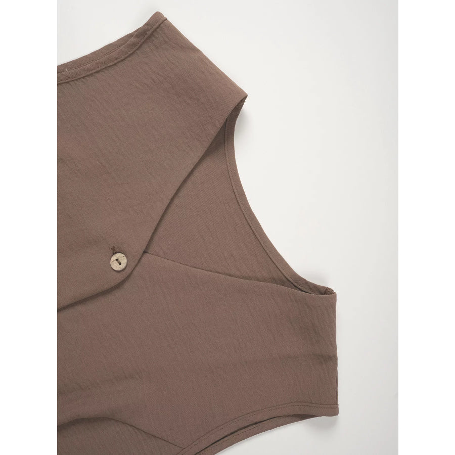 Button-Down Vest & Wide Leg Pants Set Apparel and Accessories