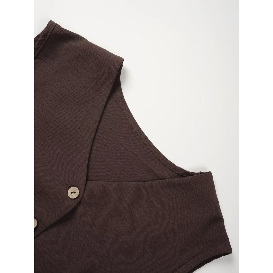 Button-Down Vest & Wide Leg Pants Set Apparel and Accessories