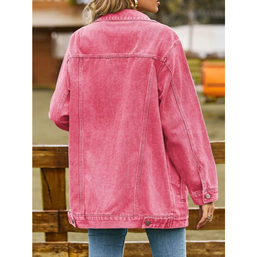 Button Down Washed Denim Jacket Apparel and Accessories