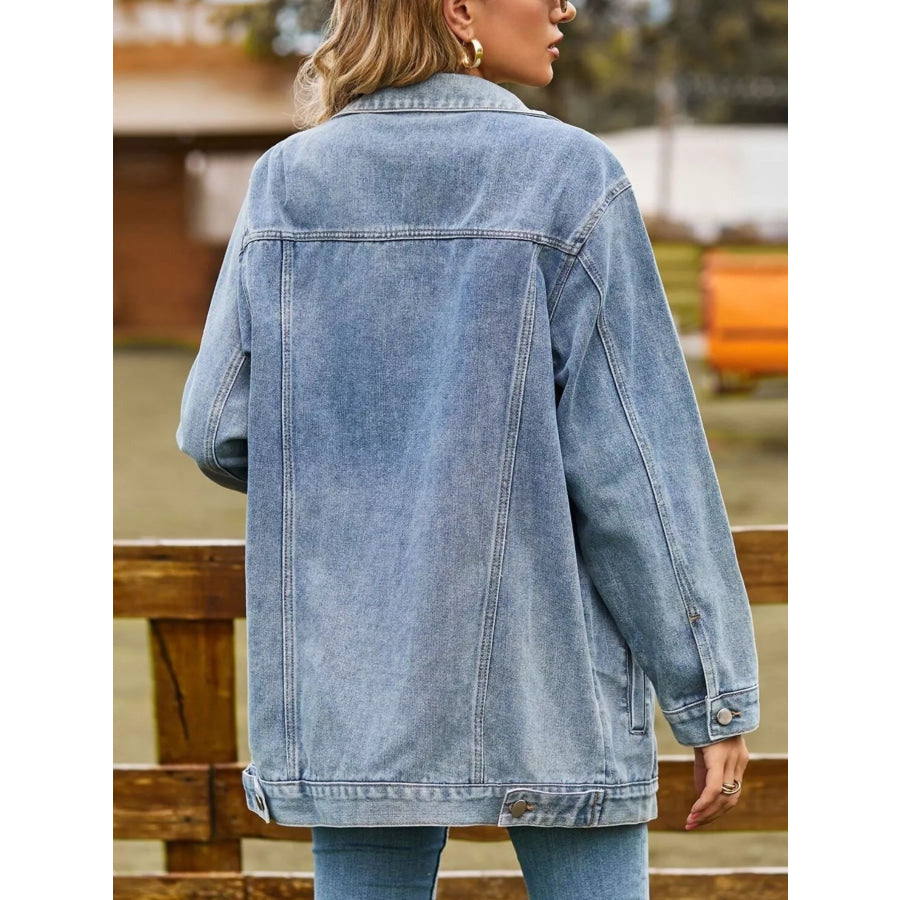 Button Down Washed Denim Jacket Apparel and Accessories