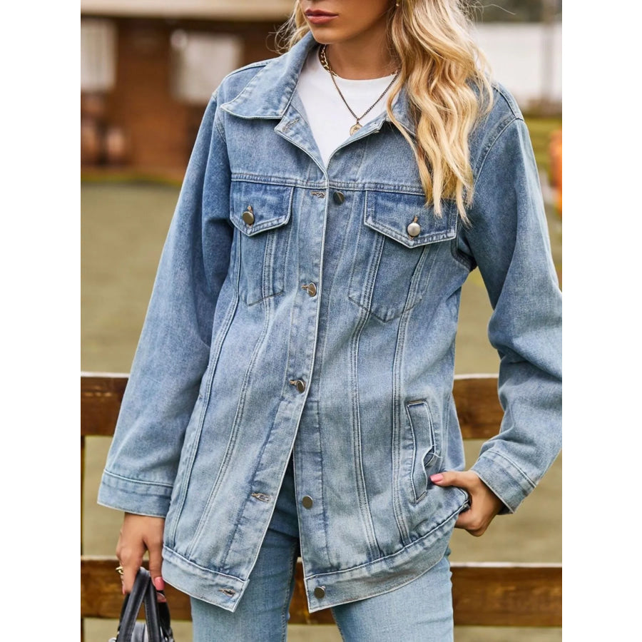 Button Down Washed Denim Jacket Medium / S Apparel and Accessories